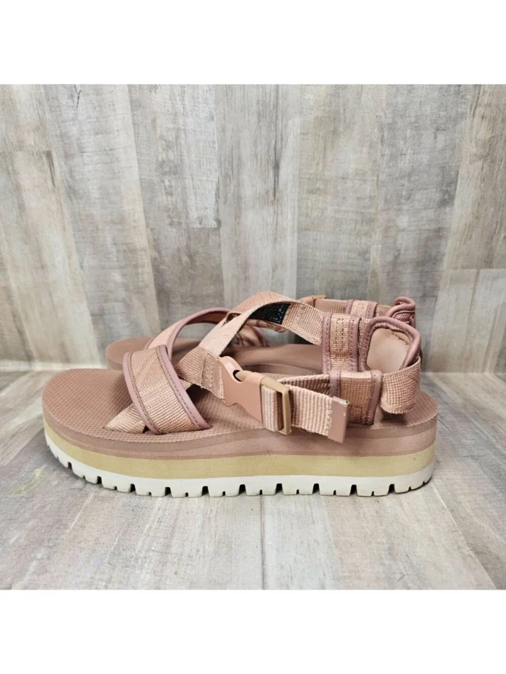 Teva Womans Size 6 Platform Indio Whip Pink Sandals Adjustable Straps - Picture 3 of 10